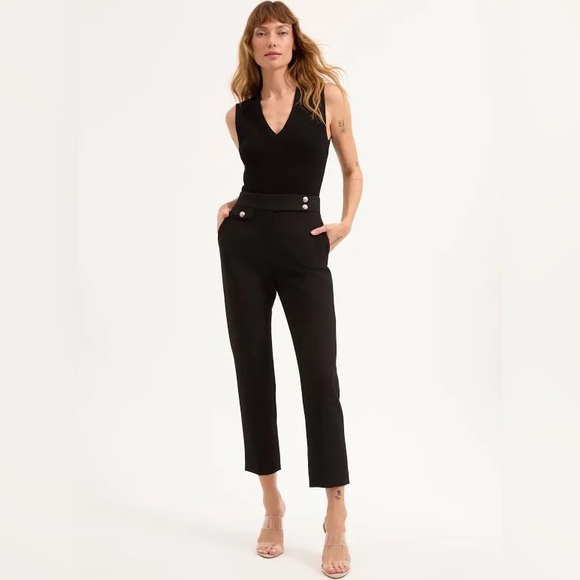 Veronica Beard Renzo Slim-Leg Pant in Black Silver 2 - Picture 3 of 7